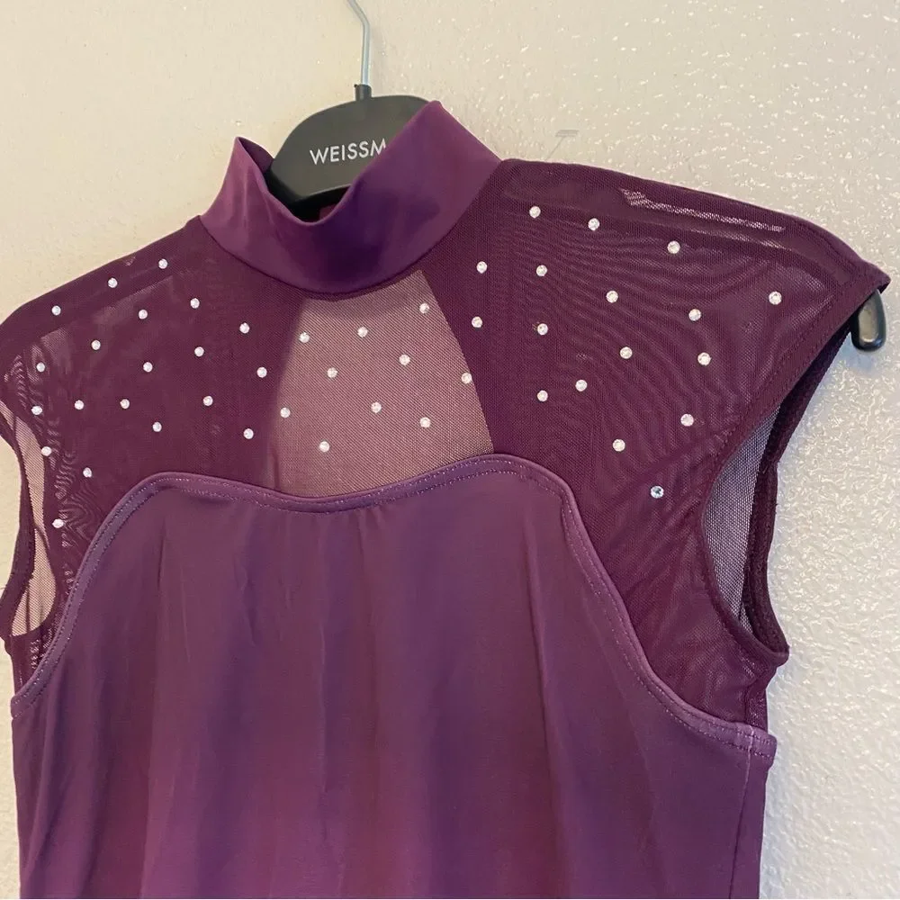 WEISSMAN Dance Costume purple rhinestones ombre Have Mercy 13294 MC 10/12 - Picture 5 of 14